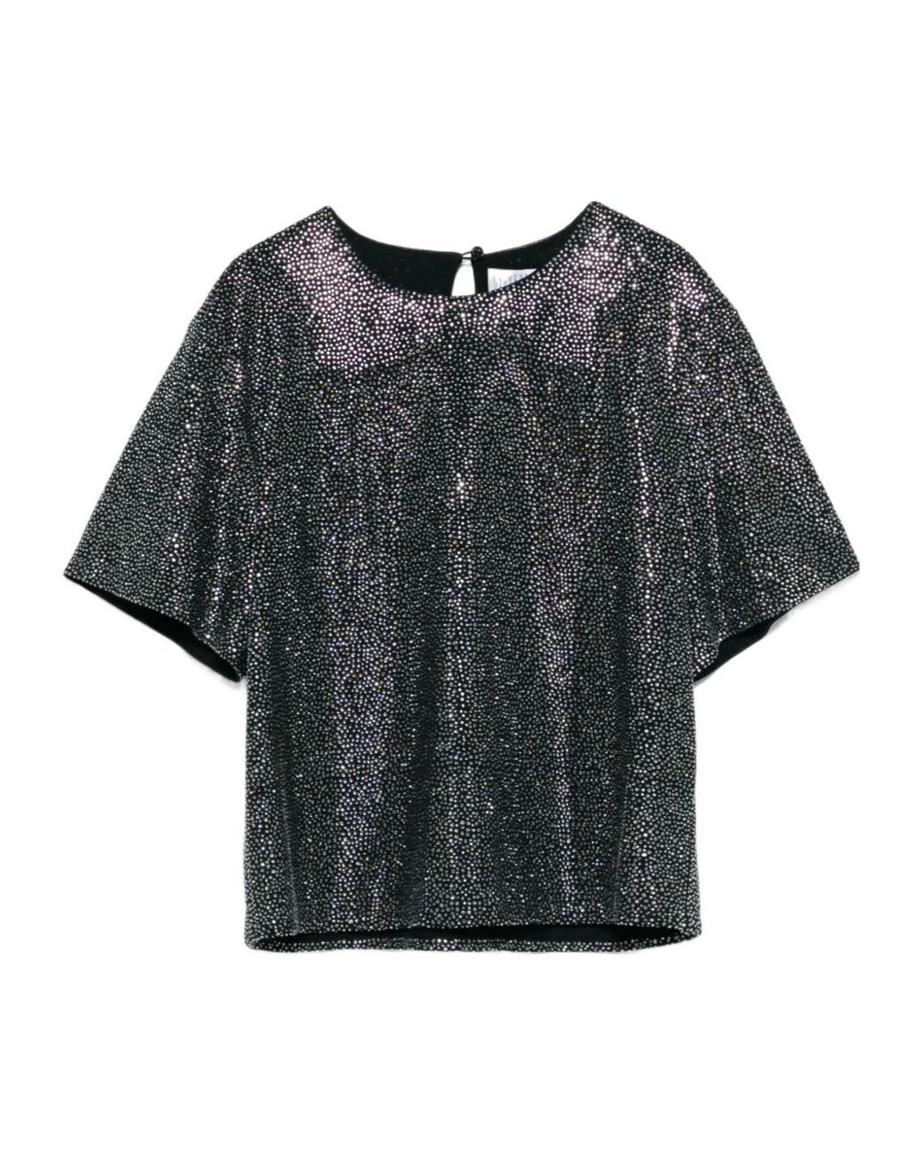 GIUSEPPE DI MORABITO Black Embellished Short Sleeve Top