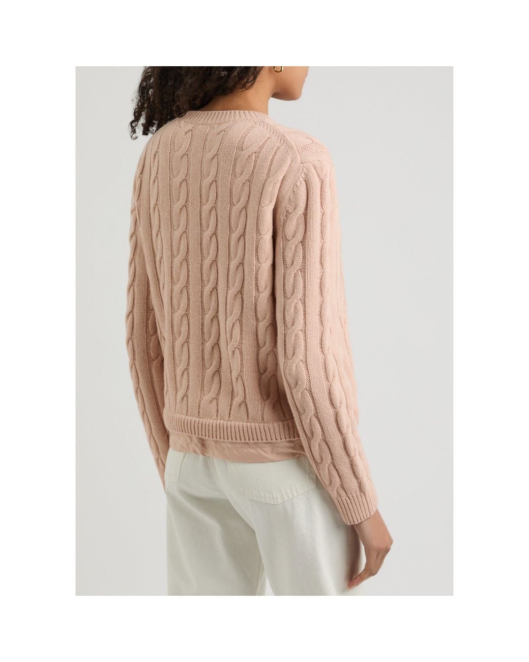 Moncler Pink Wool-Cashmere Cable Knit Jumper