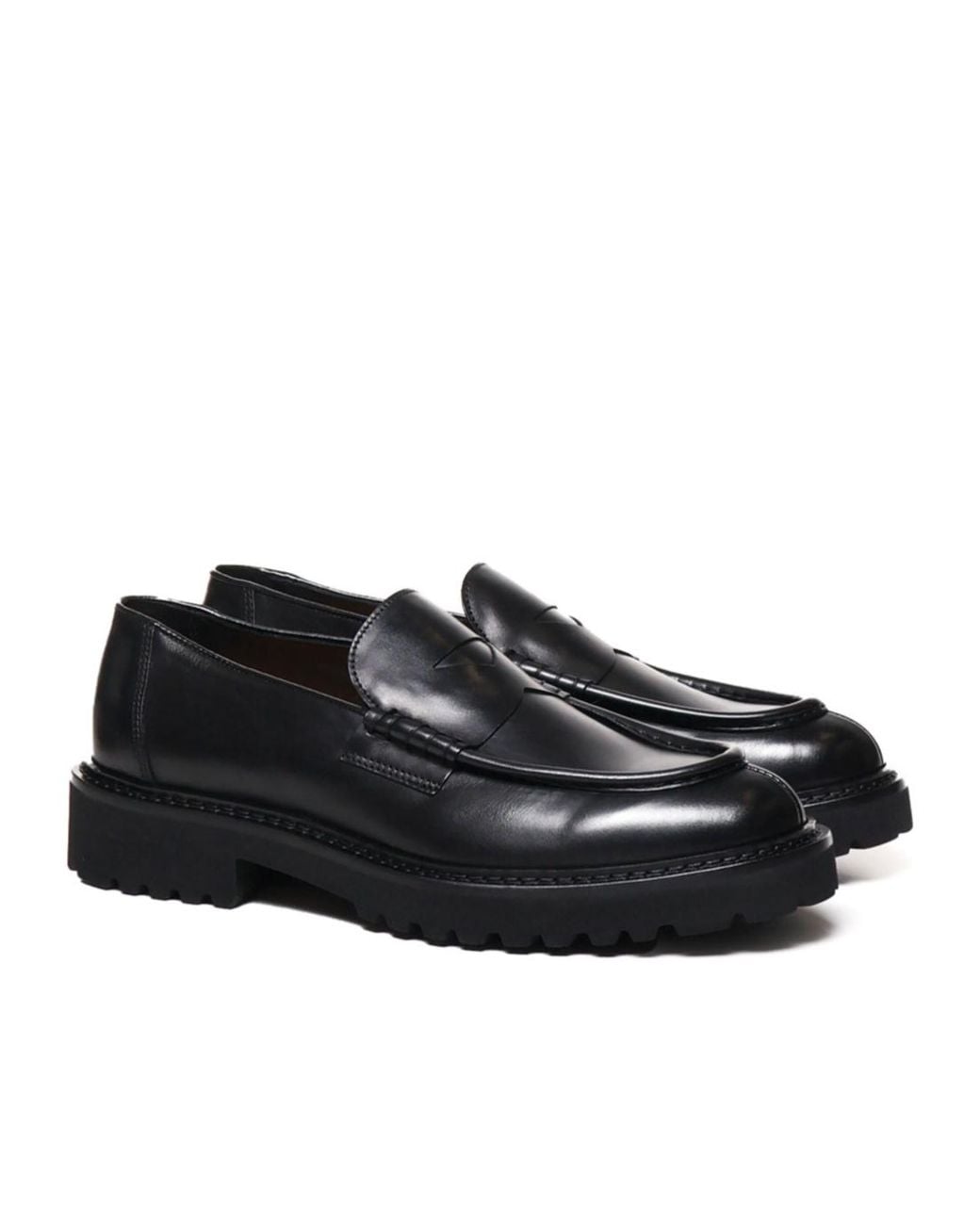 Doucal's Black Philu Lug-Sole Loafers for men
