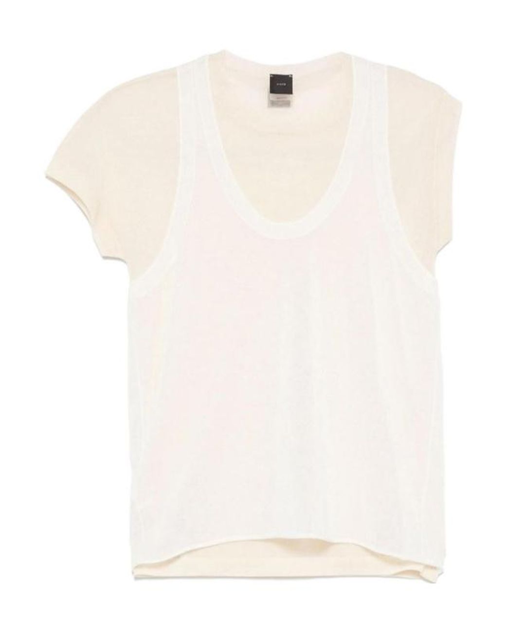 Pinko White Layered Knitted T-Shirt