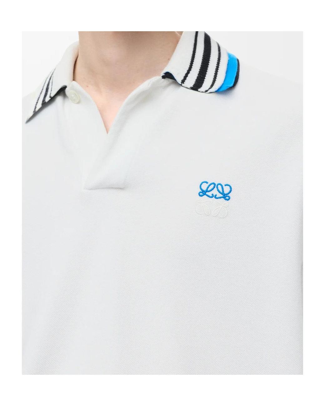 Loewe White Side Slits Polo Shirt for men