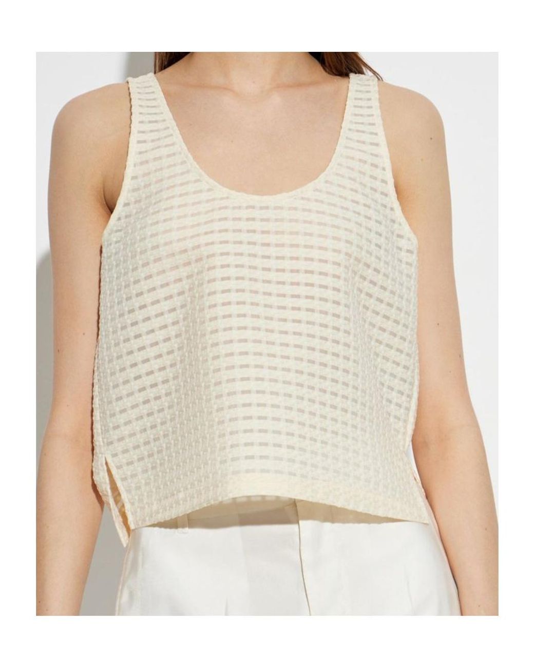Emporio Armani Natural Sheer Check Sleeveless Top