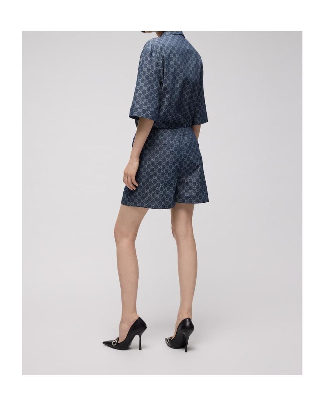 Gucci Blue Gg Jacquard Shirt