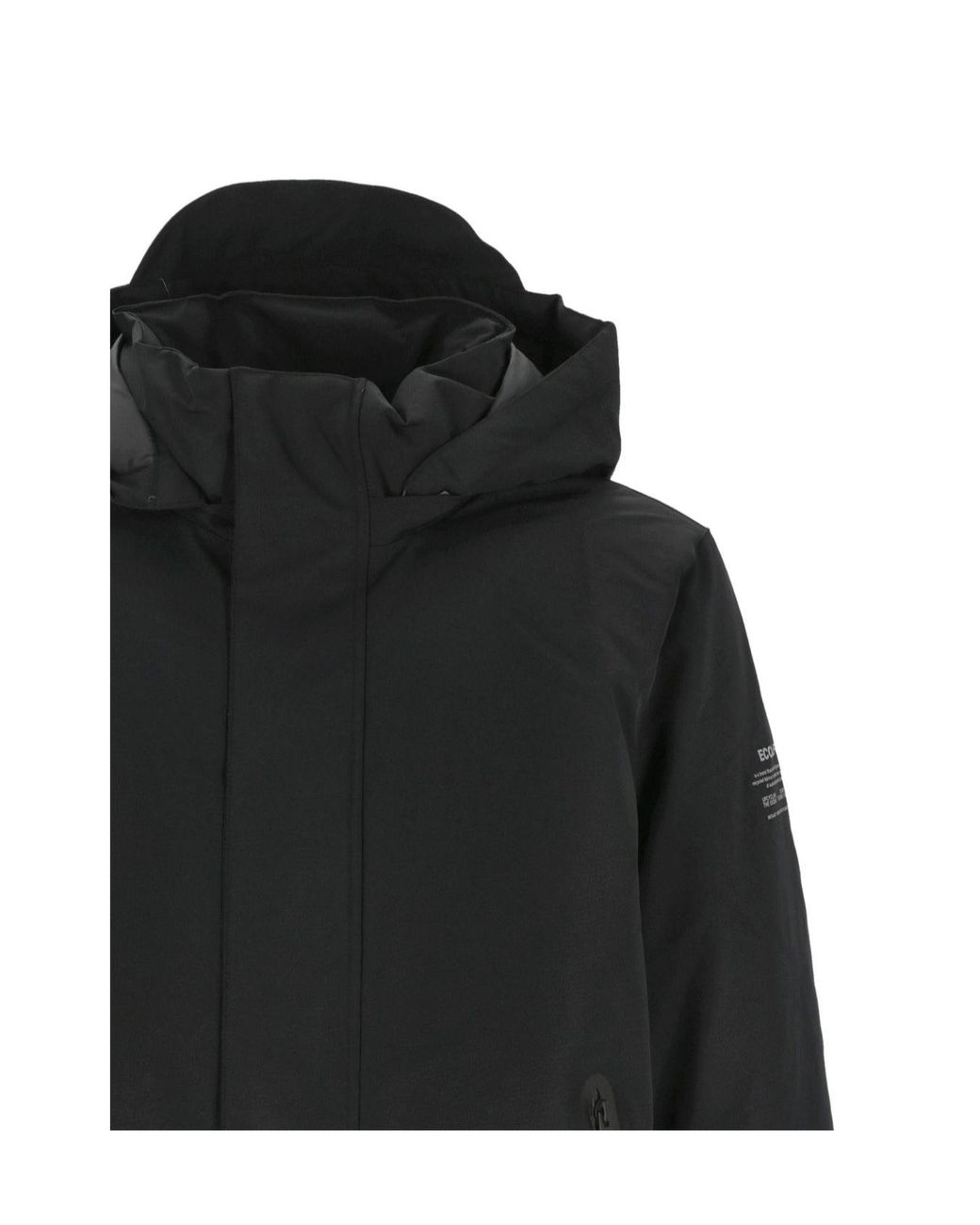 Ecoalf Black Hooded Zip-Up Jacket for men