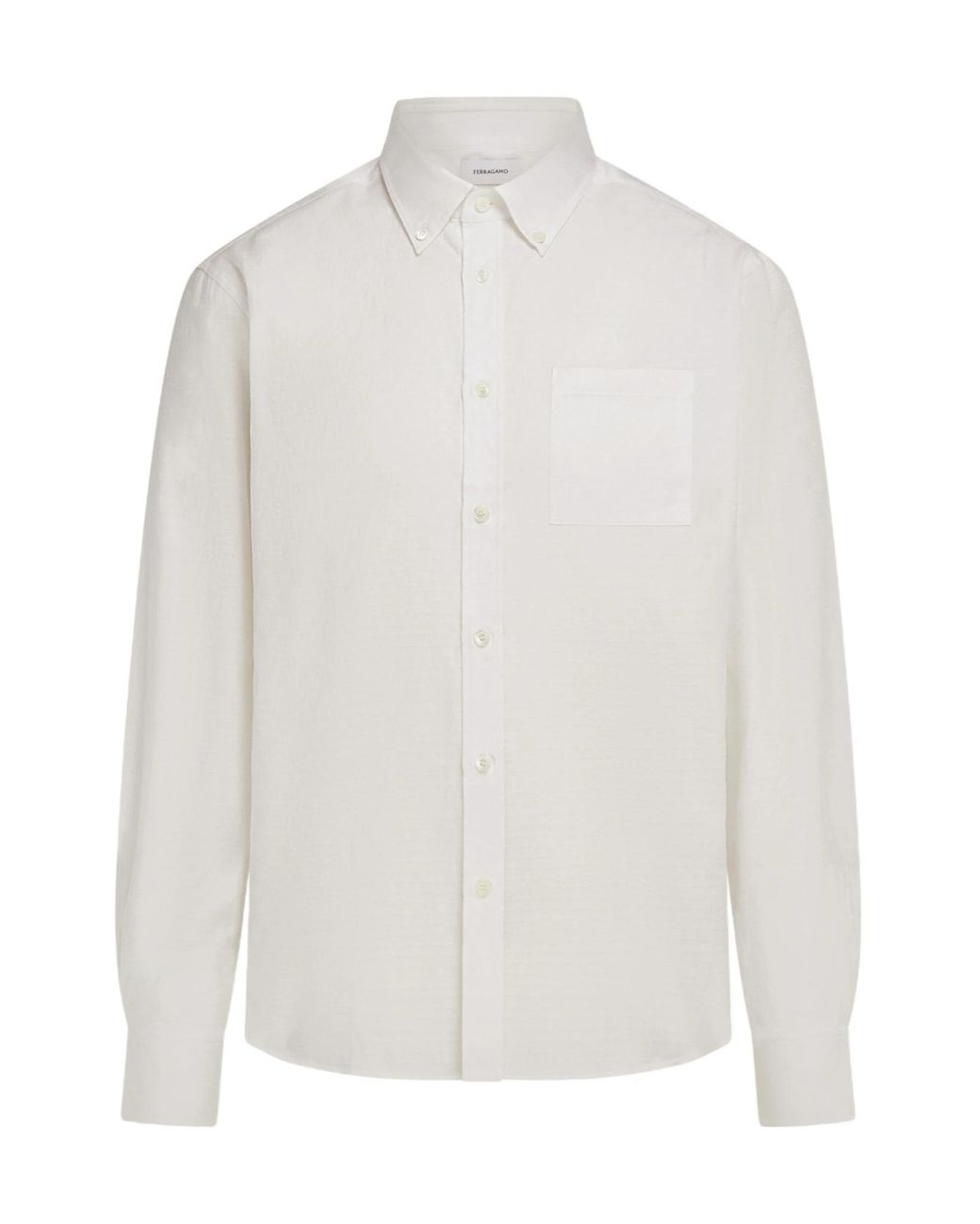 Ferragamo White Ferragamo Logo Jacquard Long-Sleeved Shirt