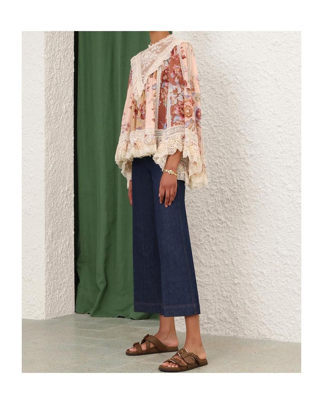 Zimmermann Natural Awaken Lace Trim Blouse