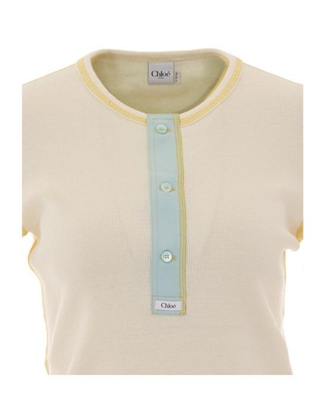 Chloé White Chloé Fitted Henley Shirt