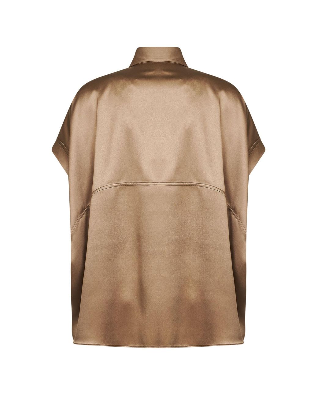 Brunello Cucinelli Natural Short-Sleeved Buttoned Blouse