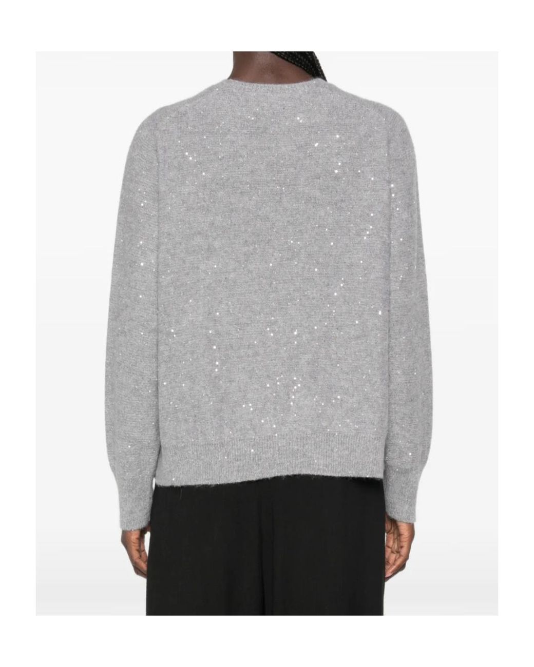 Fabiana Filippi Gray Sequin-Embellished Sweater