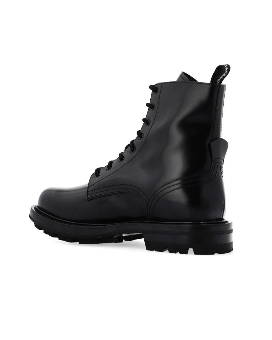 McQueen Black Ankle Lace-Up Boots for men