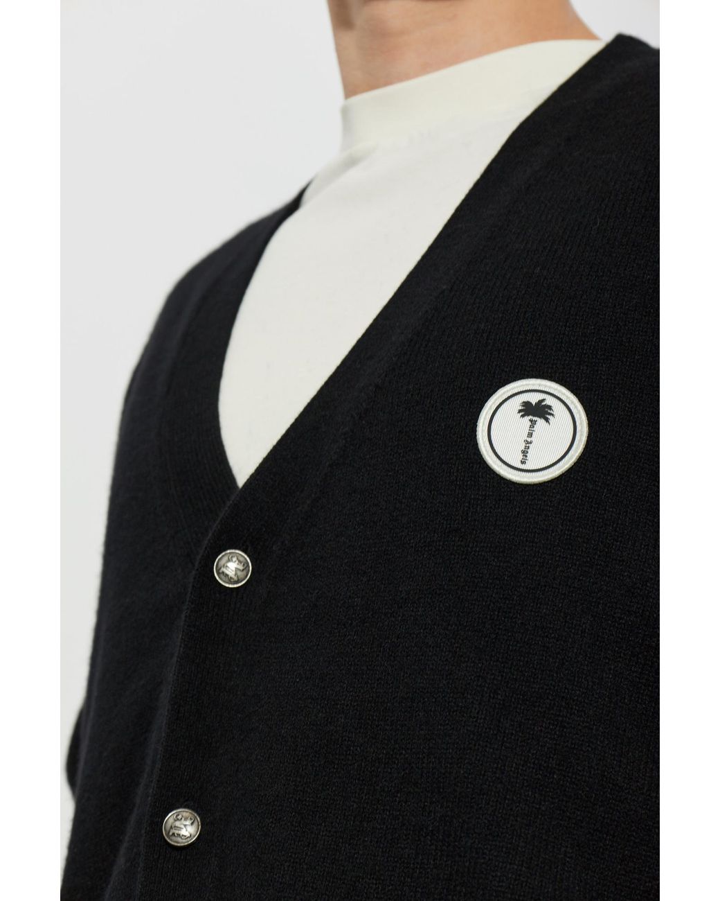 Palm Angels Black Long-Sleeve Cardigan for men