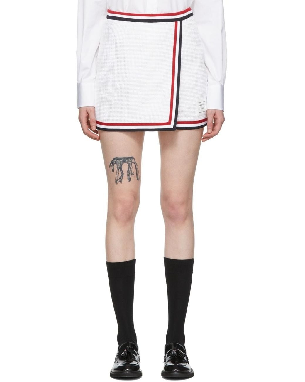 Thom Browne White Rwb Striped Wrap Skirt