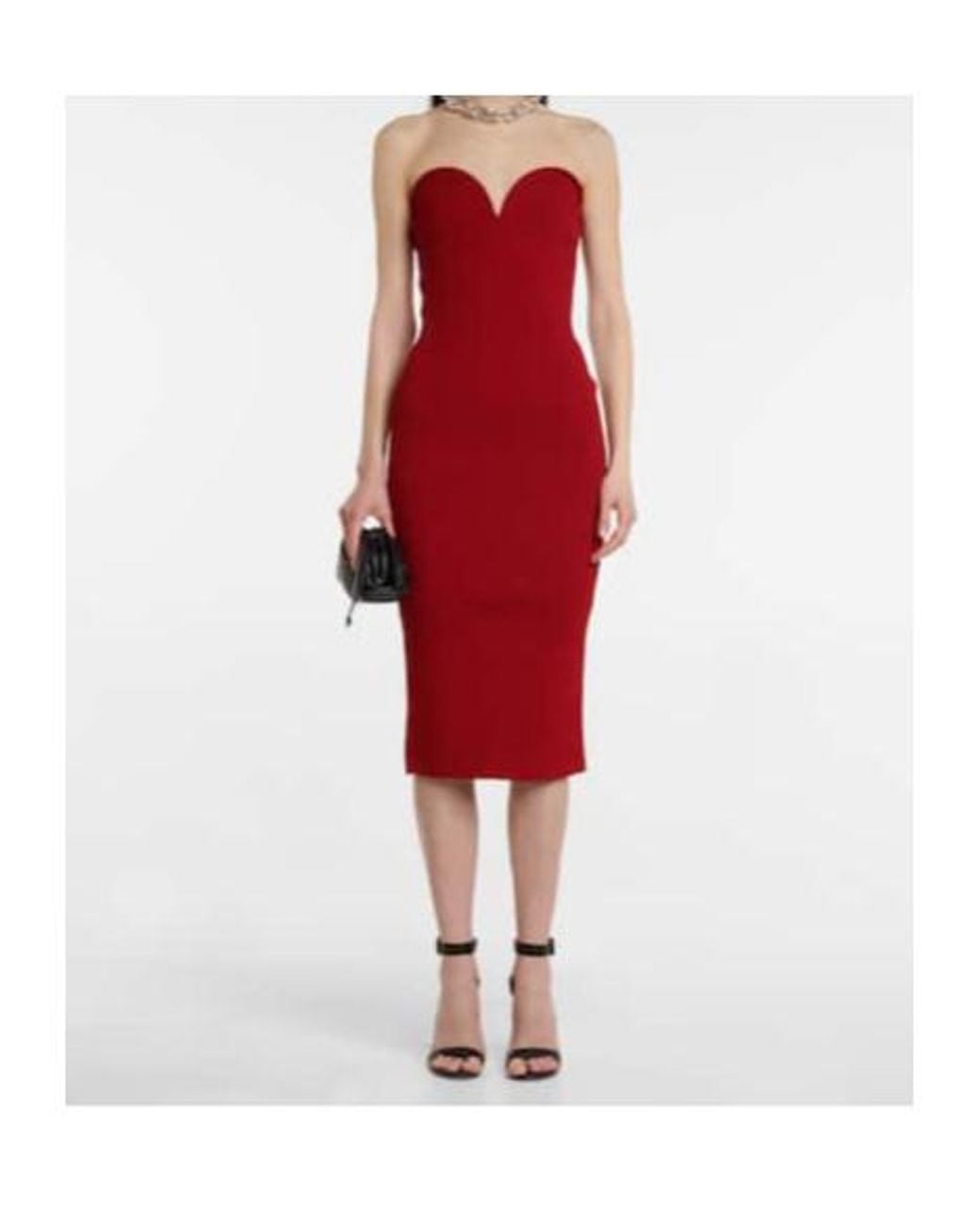 Galvan Red Thalia Bustier Midi Dress