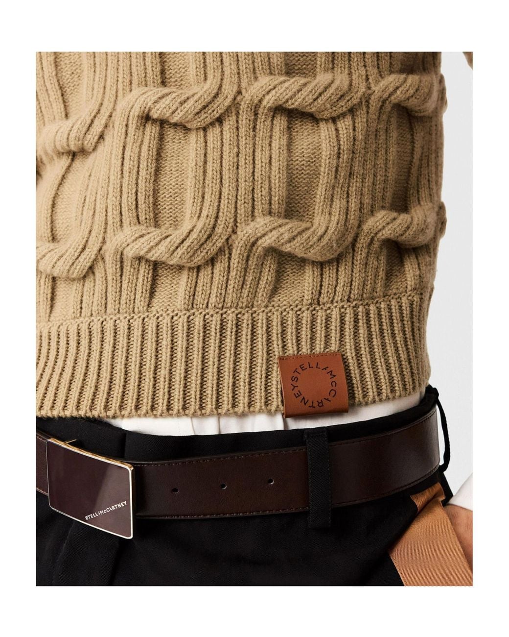 Stella McCartney Natural Falabella Cable-Knit Crewneck Jumper