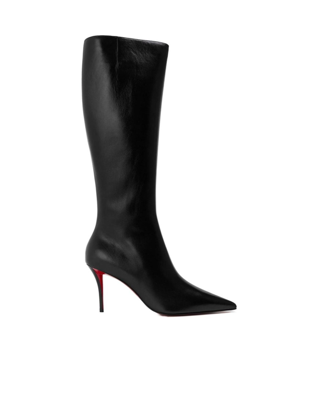 Christian Louboutin Black Pointed-Toe Slim-Heel Knee-High Boots