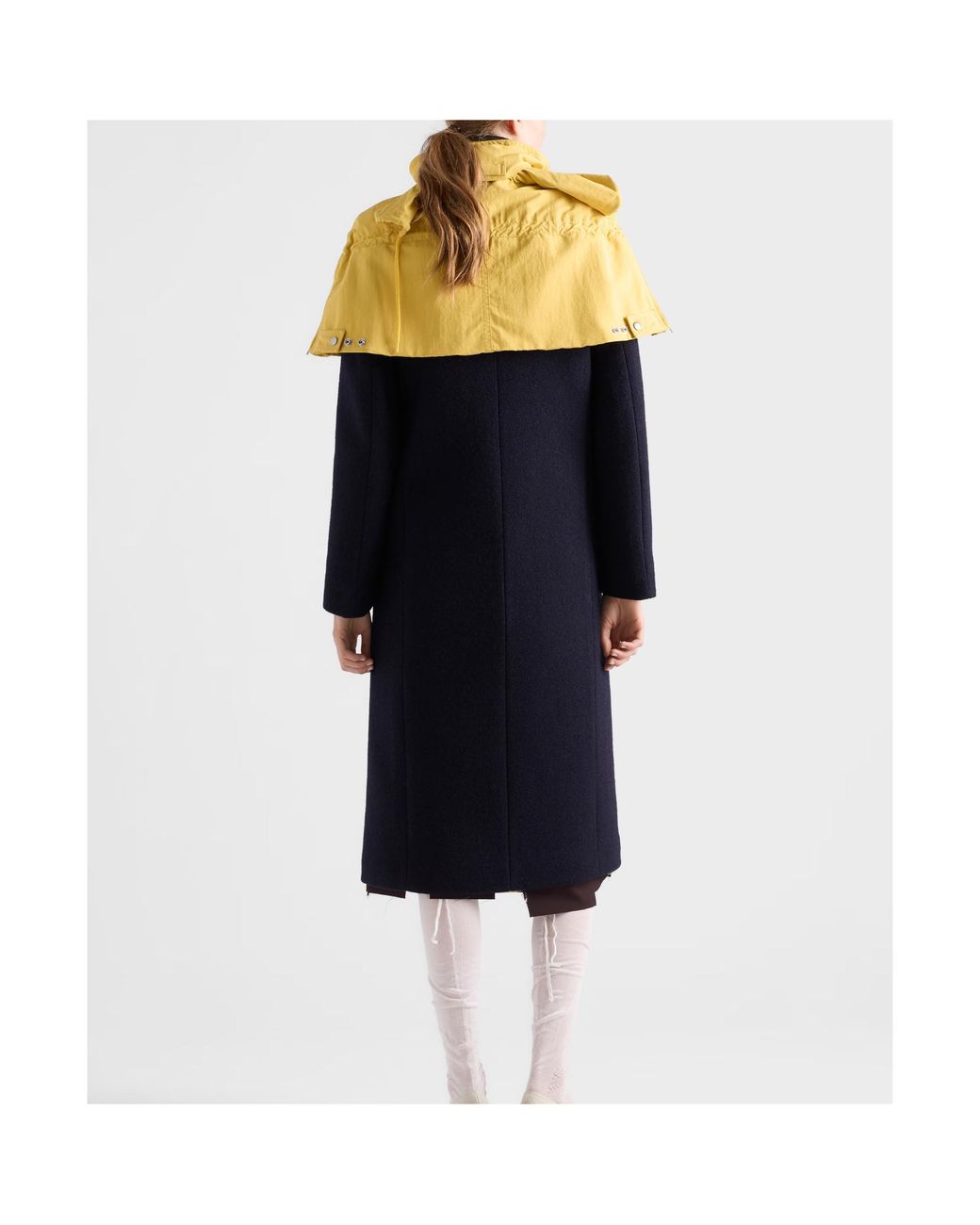 Prada Blue Double-Breasted Shetland Wool Coat