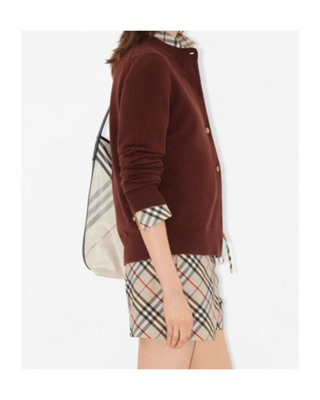 Burberry Brown Cashmere Ekd-Embroidered Cardigan