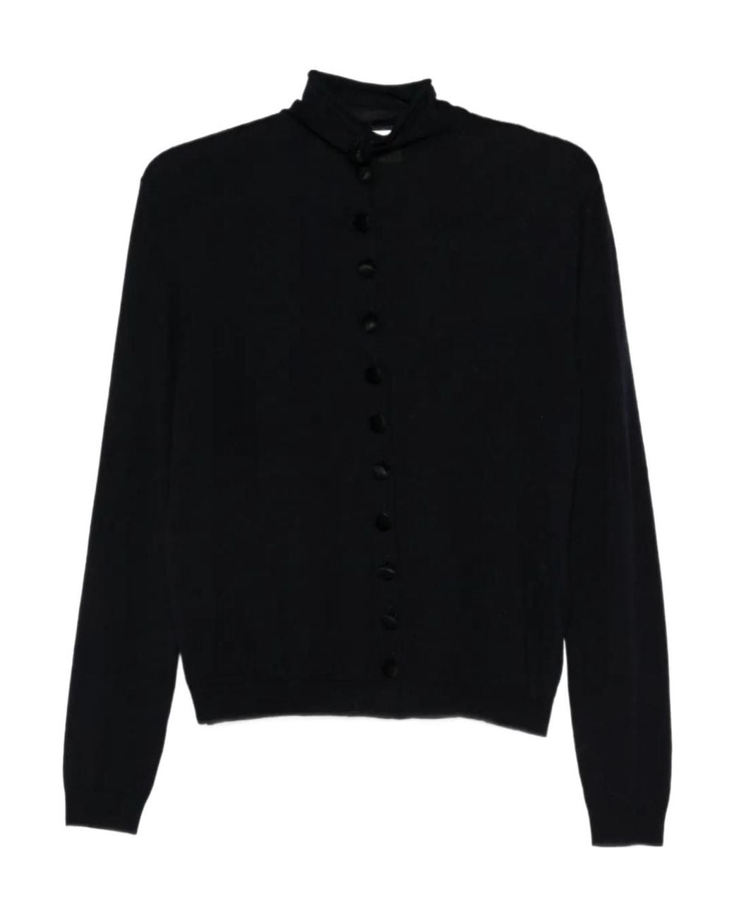 Khaite Black High-Neck Buttoned Cardigan