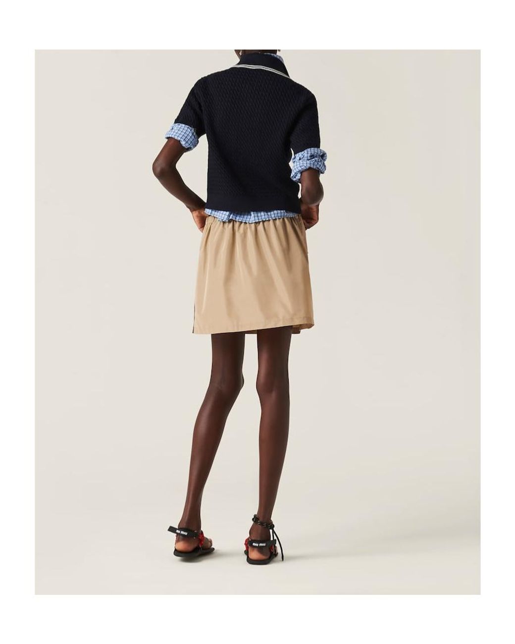 Miu Miu Natural Technical Fabric Miniskirt