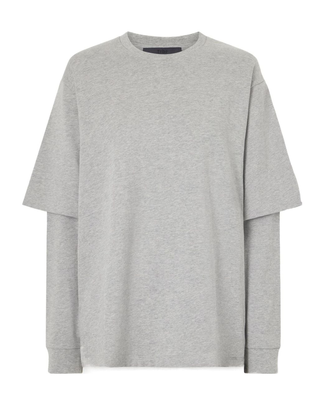 Tibi Gray Perfect T Layered Cotton-Jersey T-Shirt