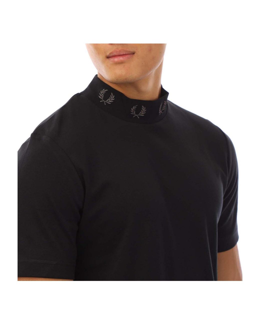 Fred Perry Black Solid Color T-Shirt for men