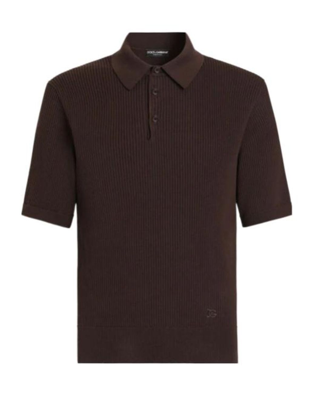 Dolce & Gabbana Brown Ribbed Polo Knitted Top for men