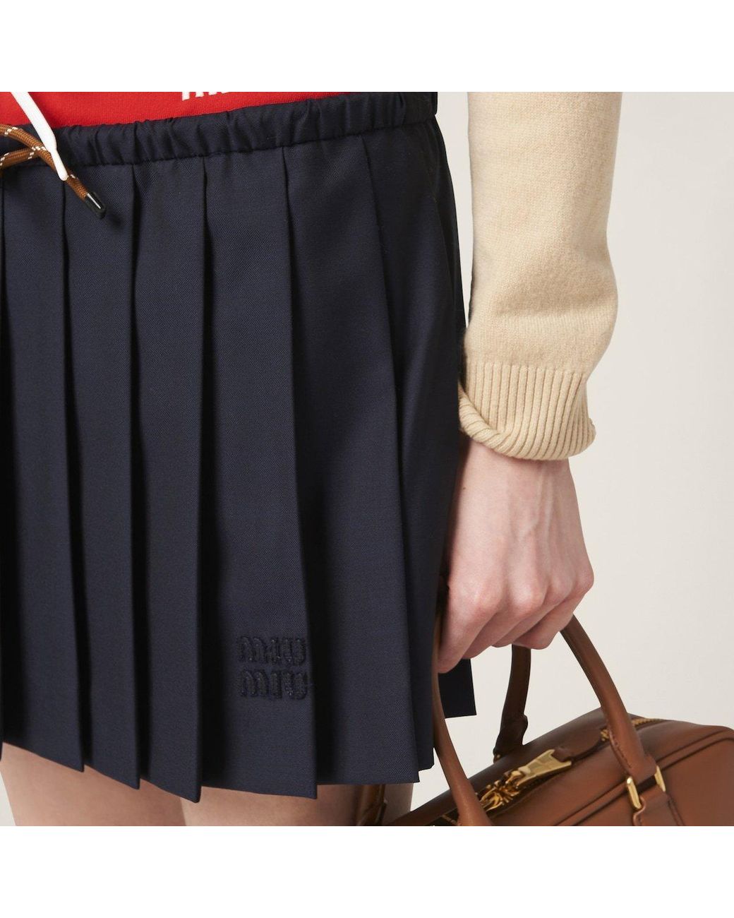 Miu Miu Blue Pleated Batavia Skirt