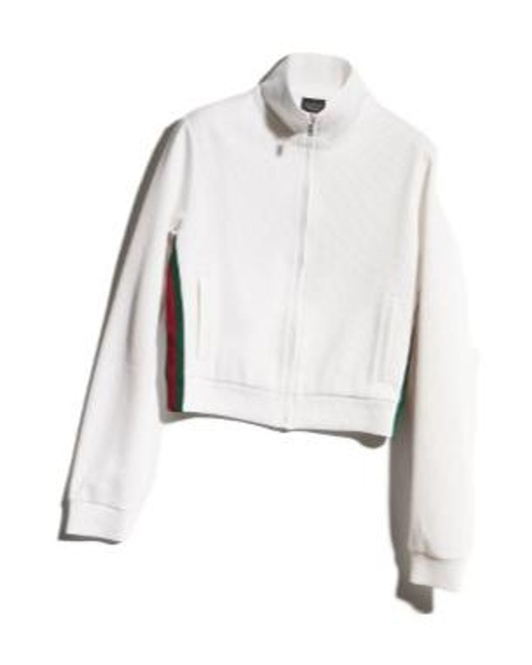 Gucci White Zip-Up Ribbed Sweatshirt