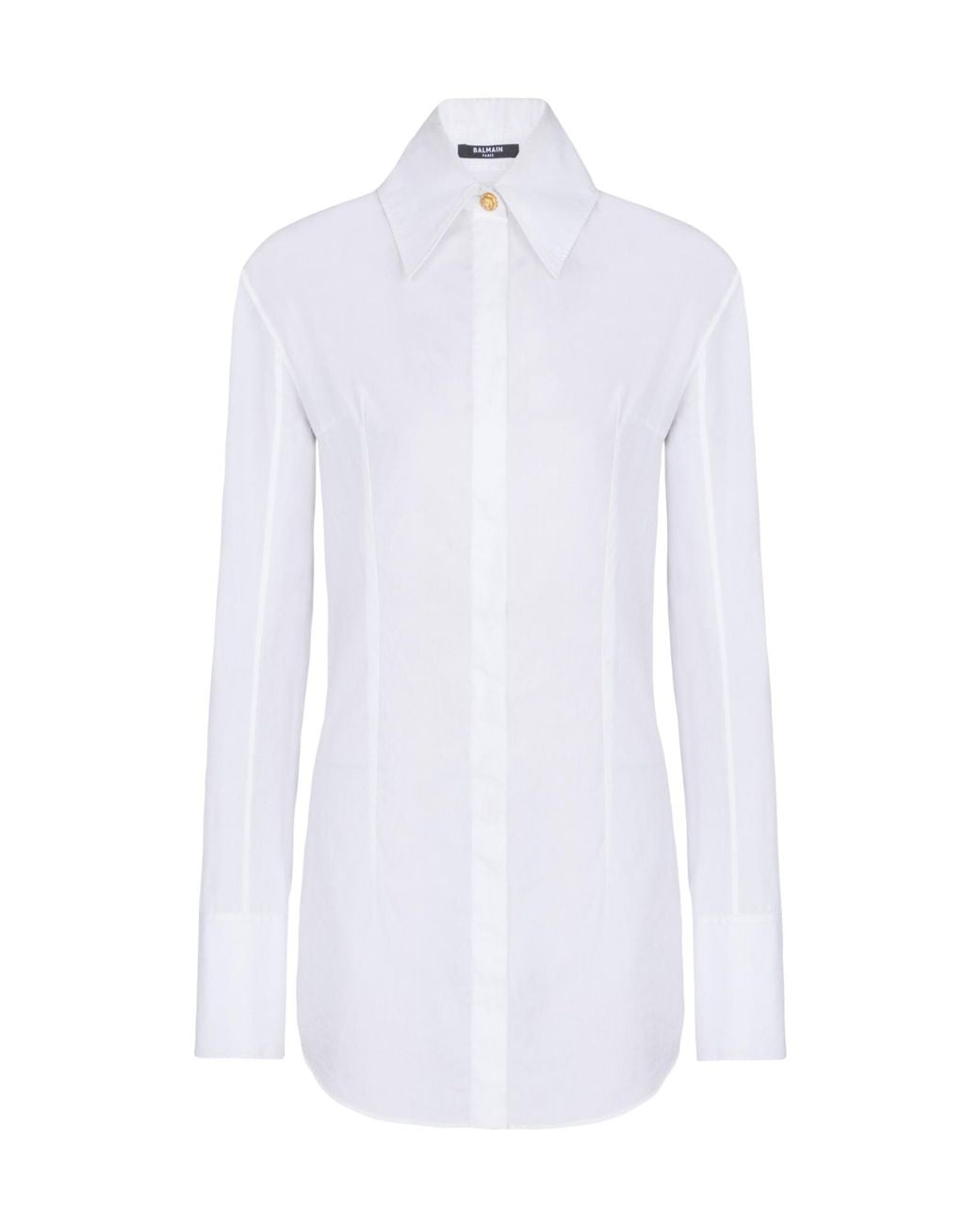 Balmain White Button-Up Long-Sleeved Poplin Shirt
