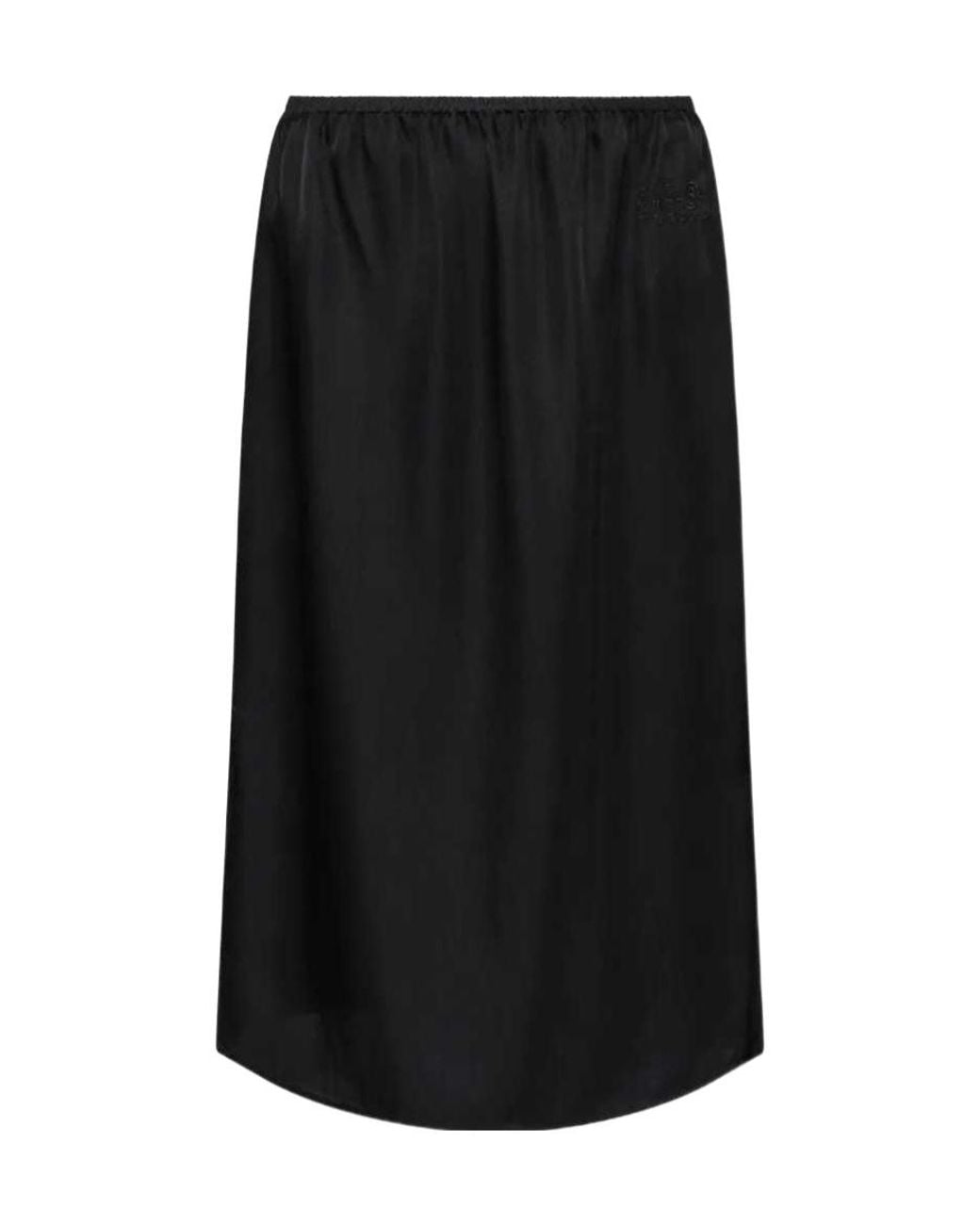MM6 by Maison Margiela Black Satin Midi Skirt