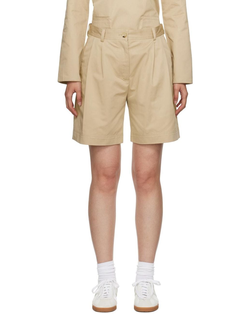 Totême Natural Totême High-Waisted Knee-Length Shorts