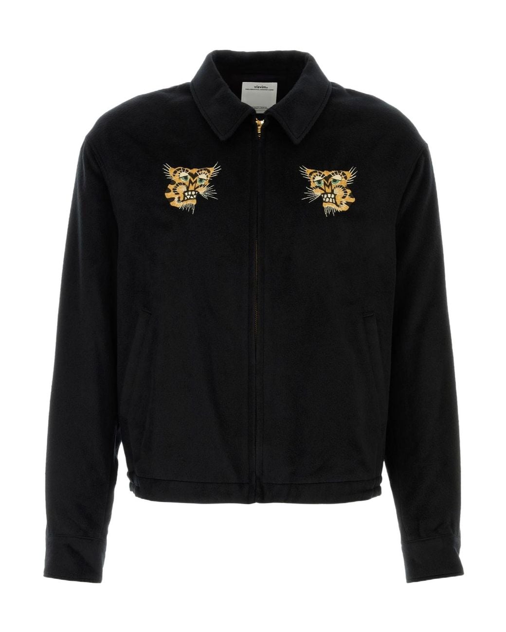 Visvim Black Embroidered Zipped Jacket for men