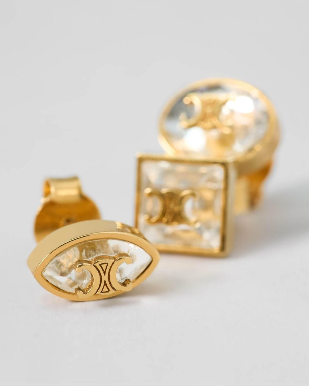 Céline Metallic Triomphe Glint Studs