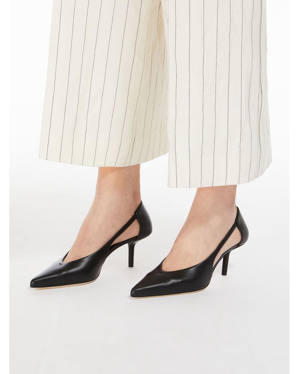 Max Mara Black Pointed-Toe Logo High-Heel Pumps