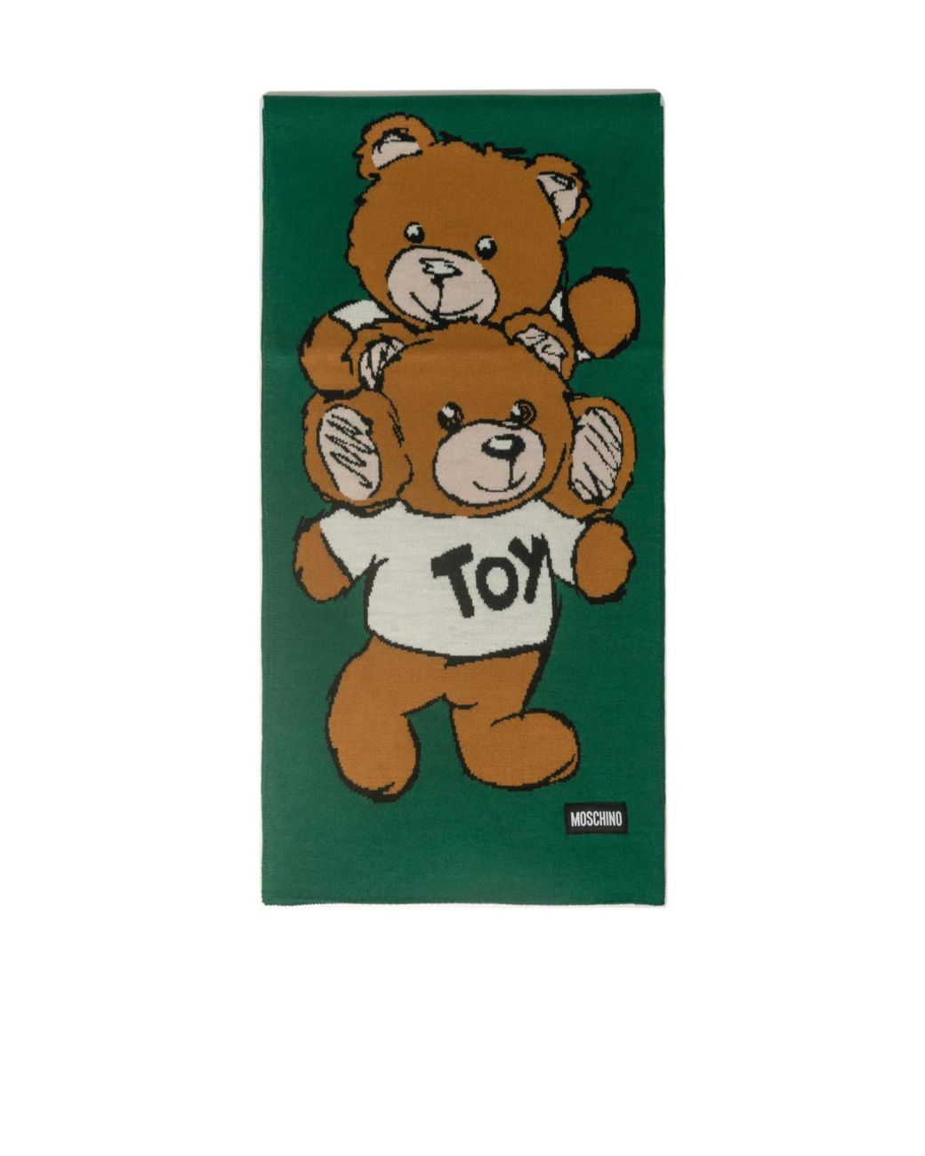 Moschino Green Teddy Bear Pattern Scarf for men