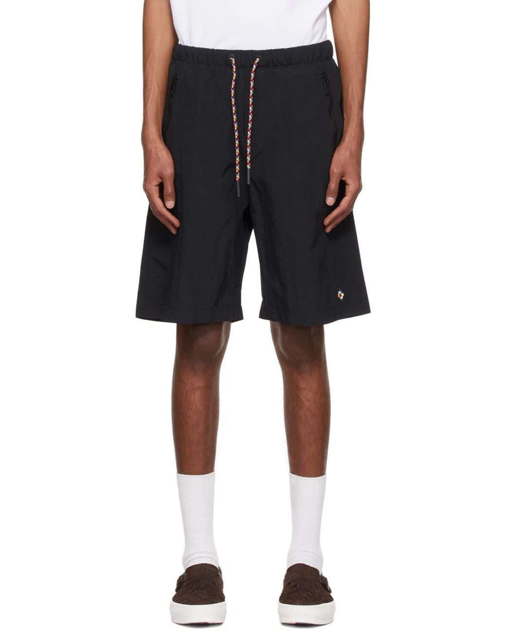 Marcelo Burlon Black County Of Milan Logo Embroidered Drawstring Track Shorts for men