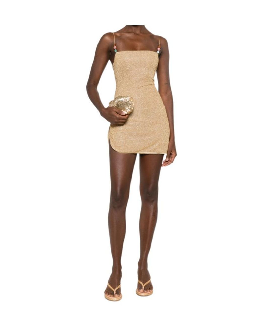 Oseree Natural Spaghetti-Strap Dress