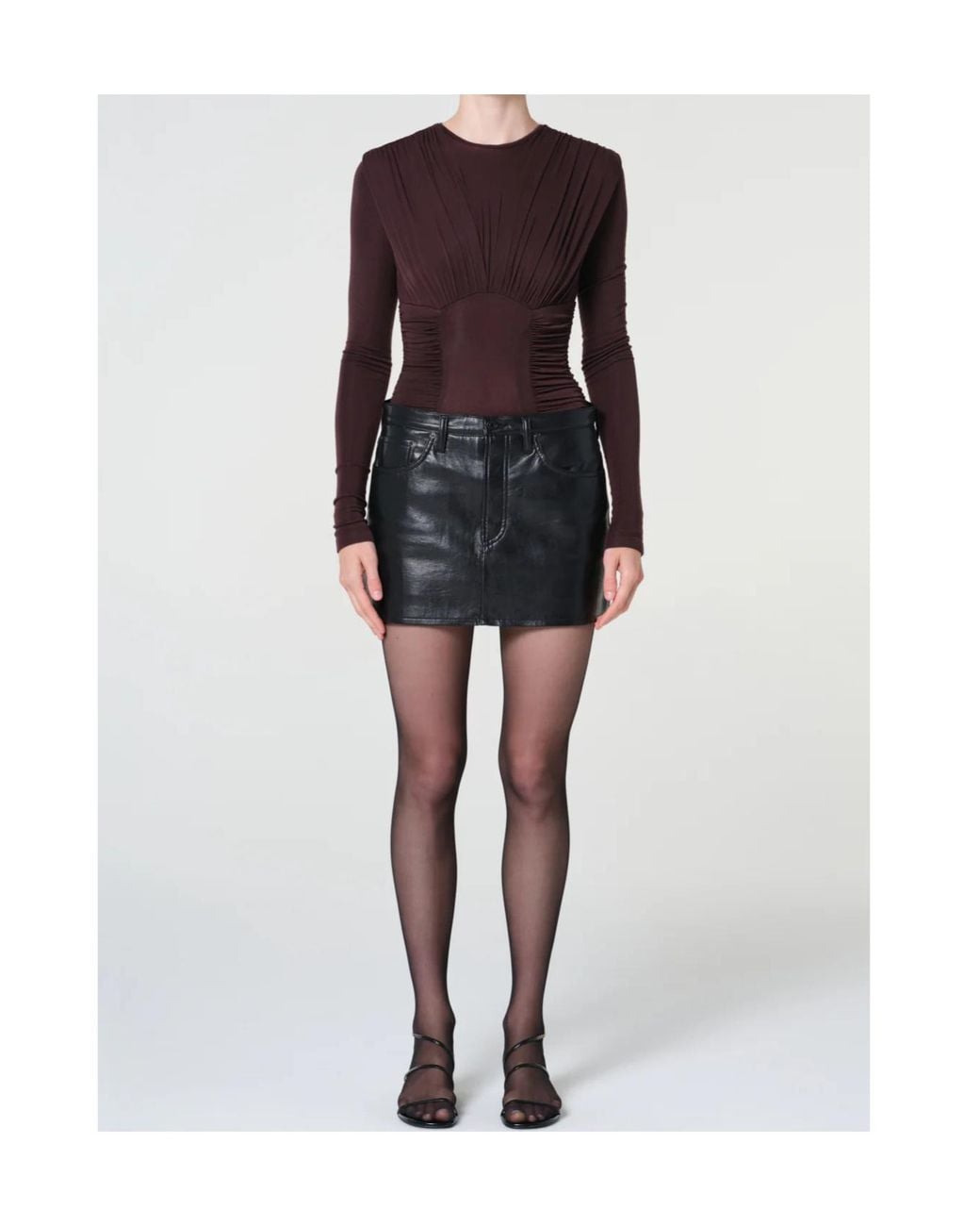 Agolde Black Mini Keira Topstitching Skirt