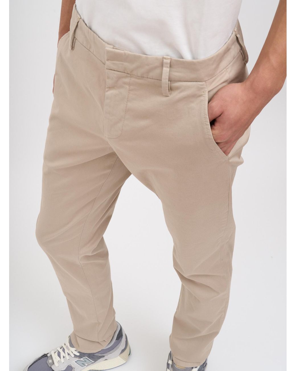 Dondup Natural Pleated Zip-Detail Casual Trousers for men