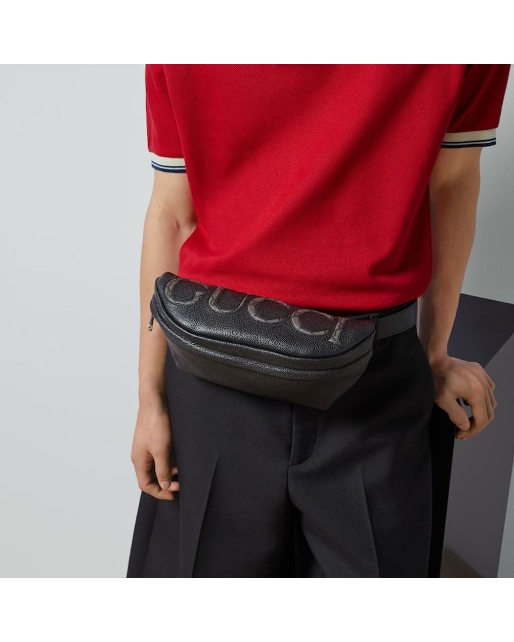 Gucci Black Logo-Embossed Belt Bag for men