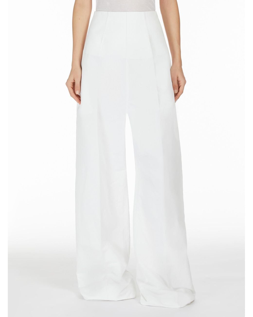 Sportmax White High Waist Straight Leg Trousers