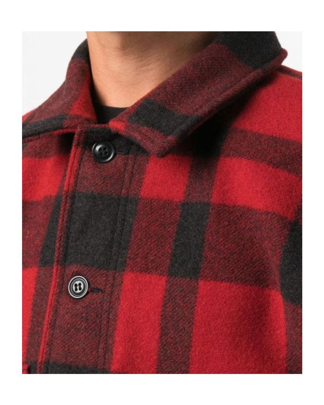 Filson Red Mackinaw Plaid Buttoned Shirt Jacket for men
