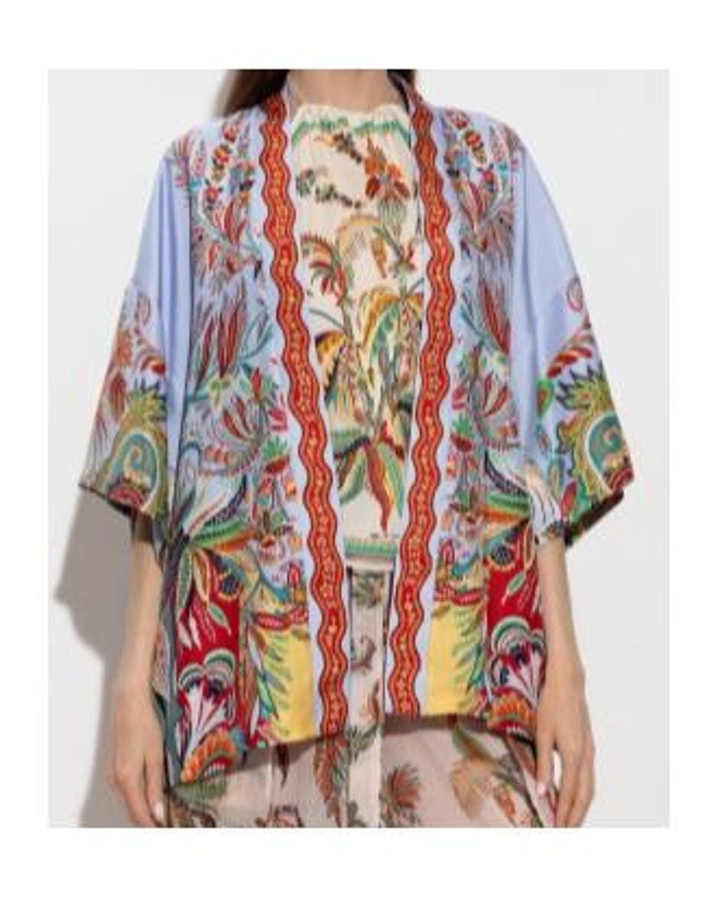 Etro Blue Pattern-Printed Short-Sleeved Shirt