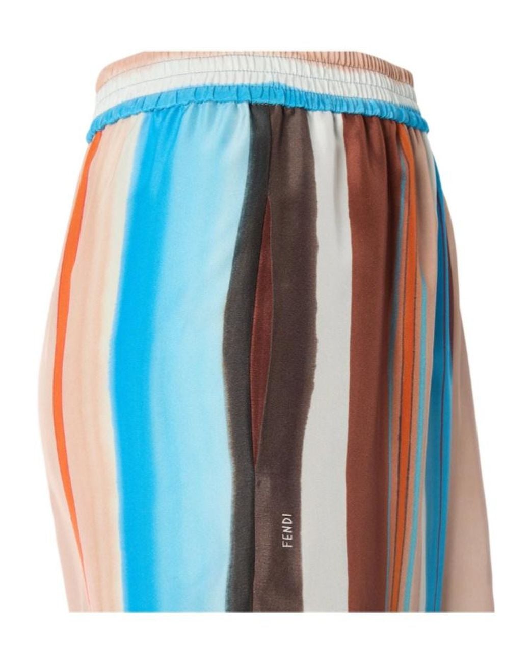 Fendi Blue Wide-Leg Striped Trousers