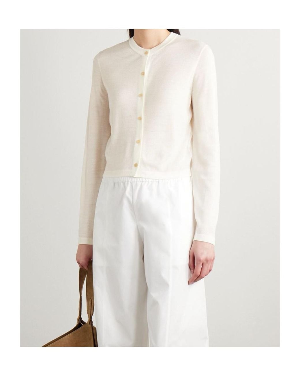 Khaite White Long-Sleeved Knitted Shirt