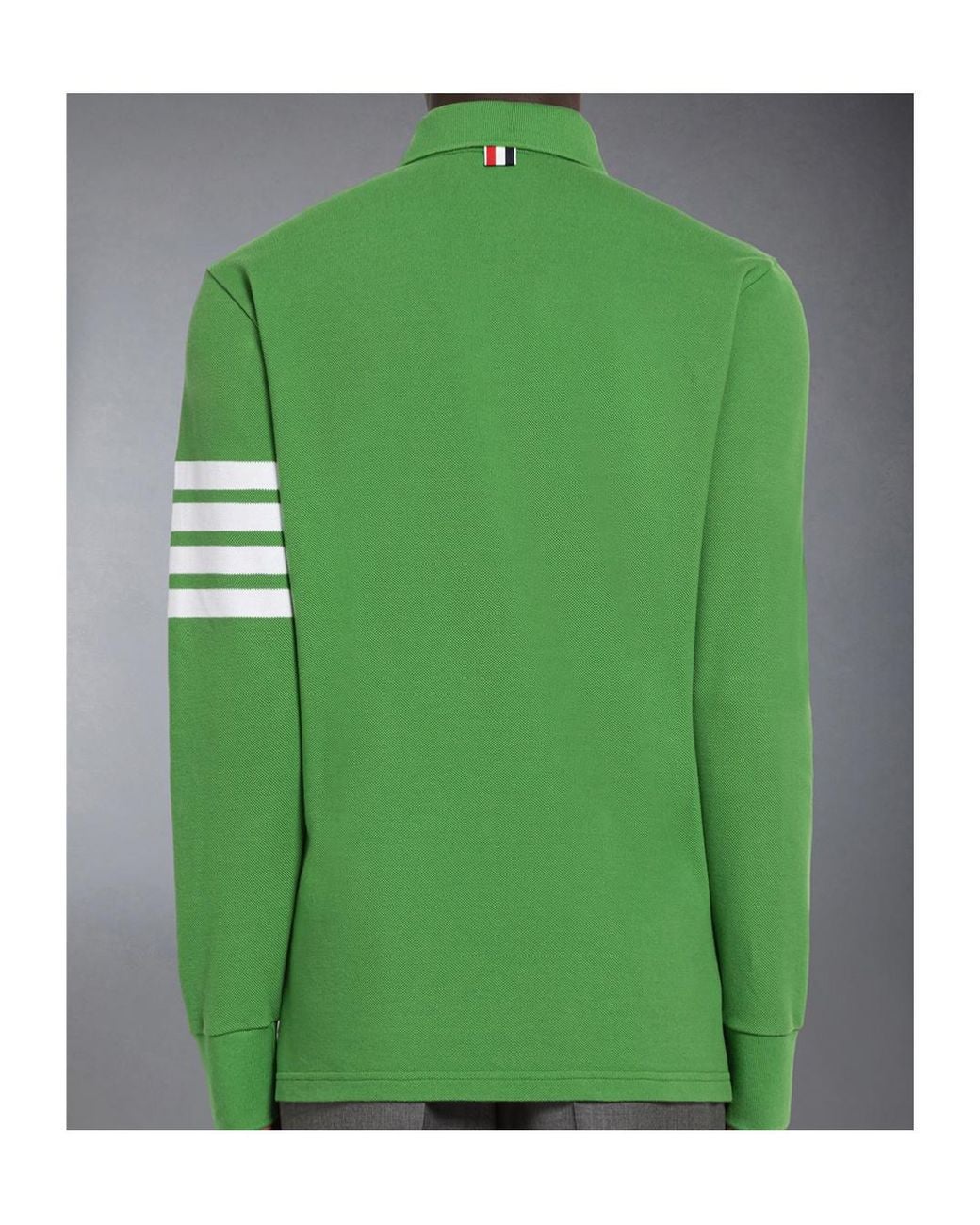 Thom Browne Green Long-Sleeved Polo Shirt for men