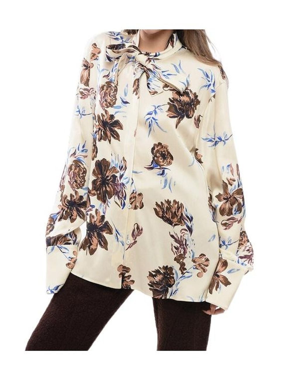 Jil Sander Natural Floral Self-Tie Shirt