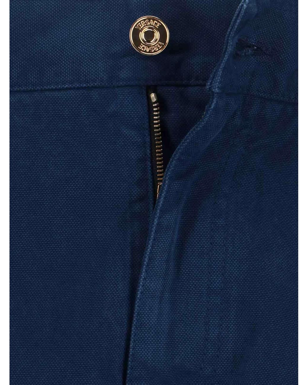 Versace Blue Logo-Patch Straight-Leg Jeans for men