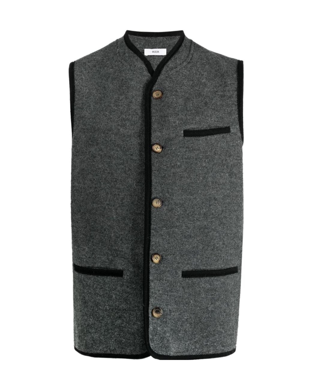 Rier Gray Long-Sleeved Single-Breasted Vest for men