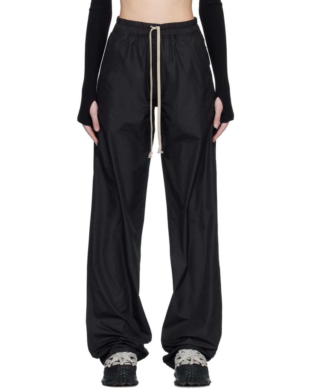 Moncler Black Moncler Rick Owens Drawstring Straight Leg Pants for men